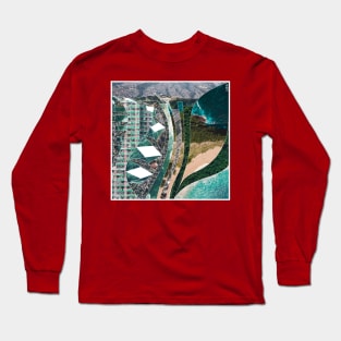 landscape of wonders in urban wetland collage Long Sleeve T-Shirt